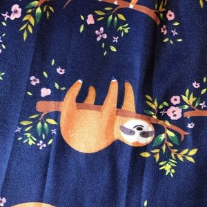 Cute SLOTH Blue Circle Skirt